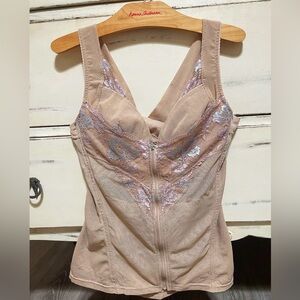 Vintage Beige Lace-Trimmed Bodysuit